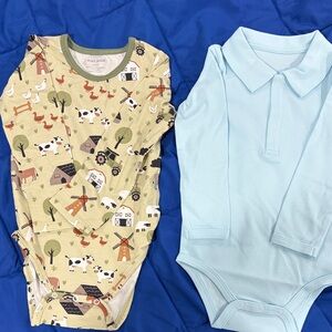 Farm Print and Blue Kids One Piece Set
